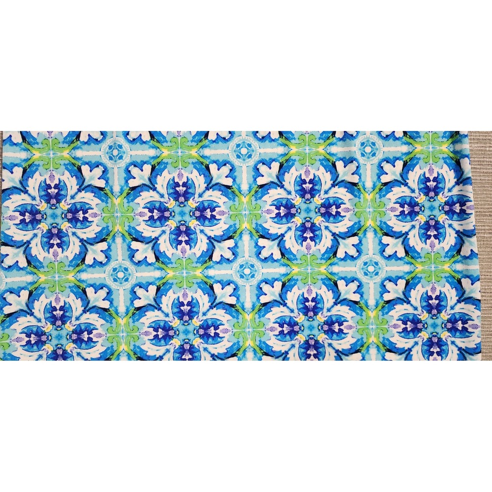 London Times Blue Green Tile Print Ruffle Halter Shift Dress Womens Size 6 - Picture 3 of 11